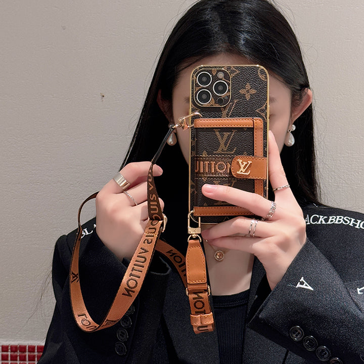 Chain iPhone Case for iPhone 16 / 15 / 14 – Luxury Monogram Card Holder Design