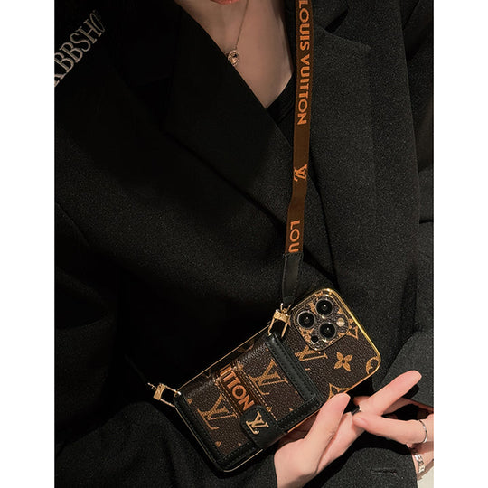 Chain iPhone Case for iPhone 16 / 15 / 14 – Luxury Monogram Card Holder Design