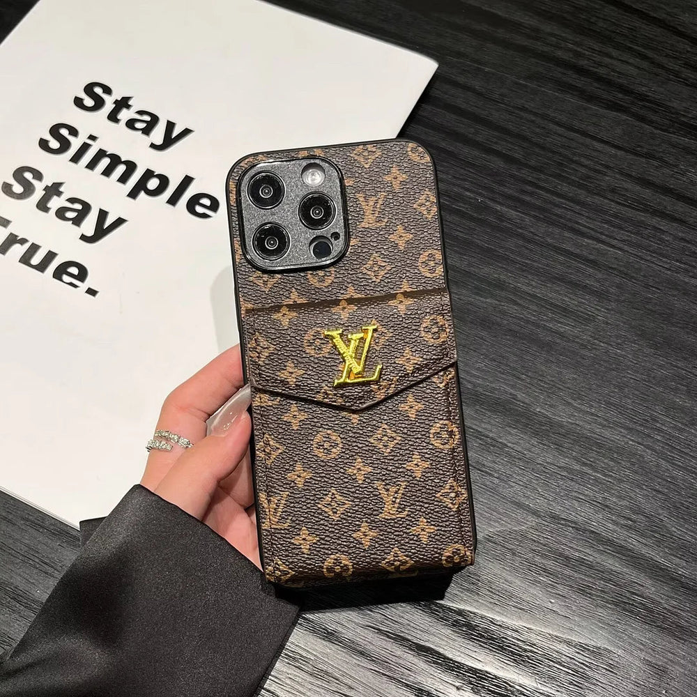 Designer Card Holder Canvas iPhone Case for iPhone 17 – Modern Luxury Cover