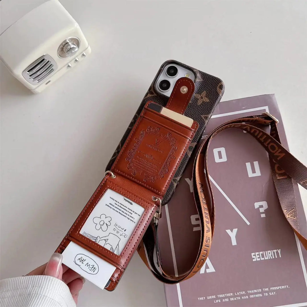 Luxury iPhone Case with Card Holder & Detachable Lanyard – iPhone 17 Designer Protection