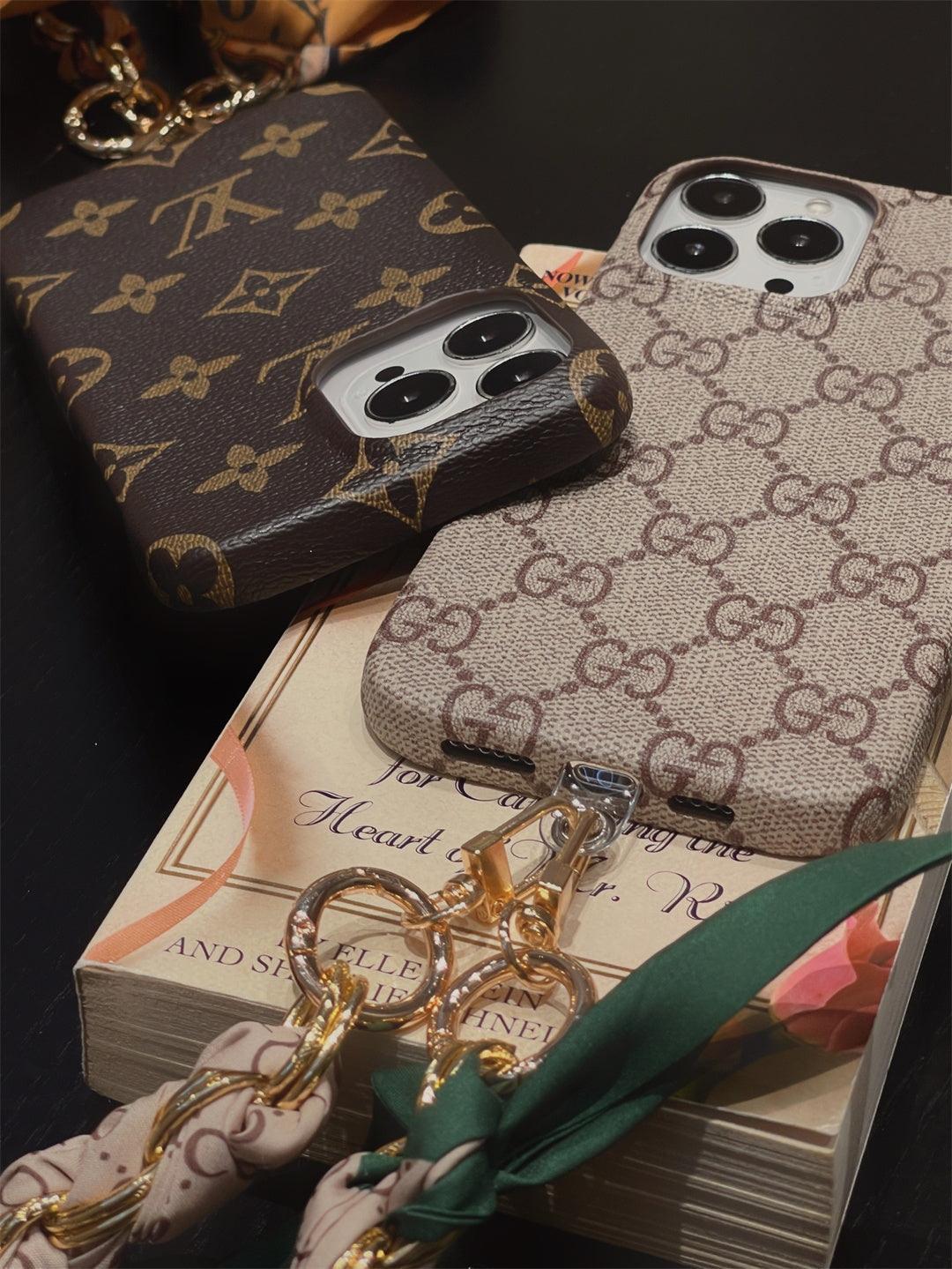 Luxury Canvas iPhone 17 Pro Case with Detachable Silk Scarf – Style Designer Cover