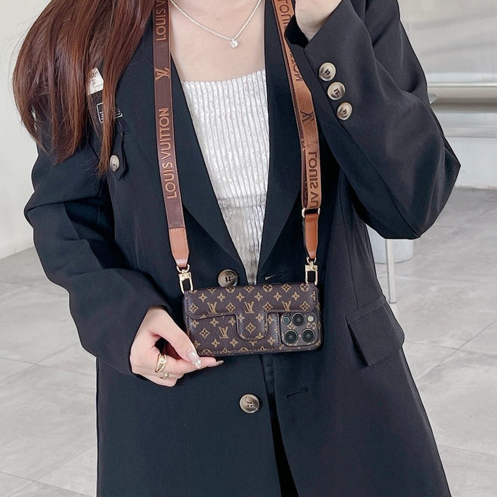 Luxury Side Card Holder Crossbody iPhone Case – Elegant Premium Cover for iPhone 17