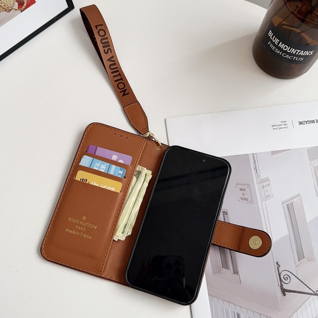 Luxury Wallet Phone Case – Signature Designer Cover for iPhone 17 / 16 / 15 / 14