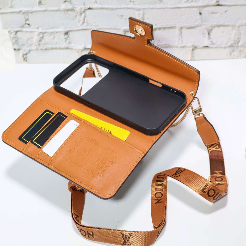 Luxury Wallet Phone Case – Signature Designer Cover for iPhone 17 / 16 / 15 / 14