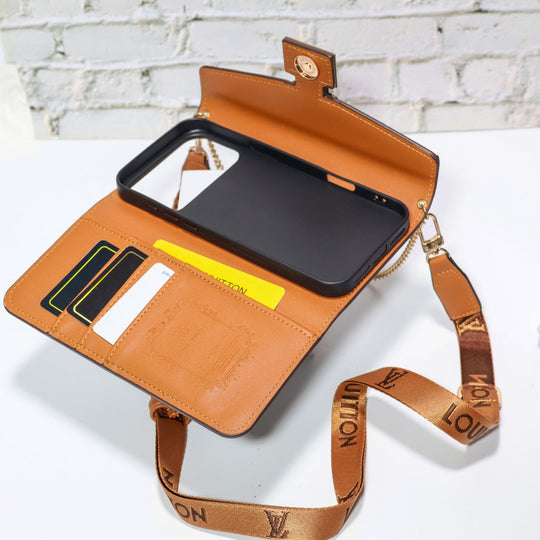 Luxury Wallet Phone Case – Signature Designer Cover for iPhone 17 / 16 / 15 / 14