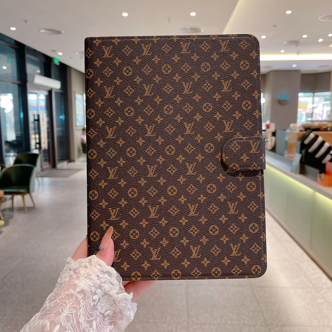 Elegant Monogram Canvas Flip Cover for Apple iPad | Luxury-Inspired Protective Case