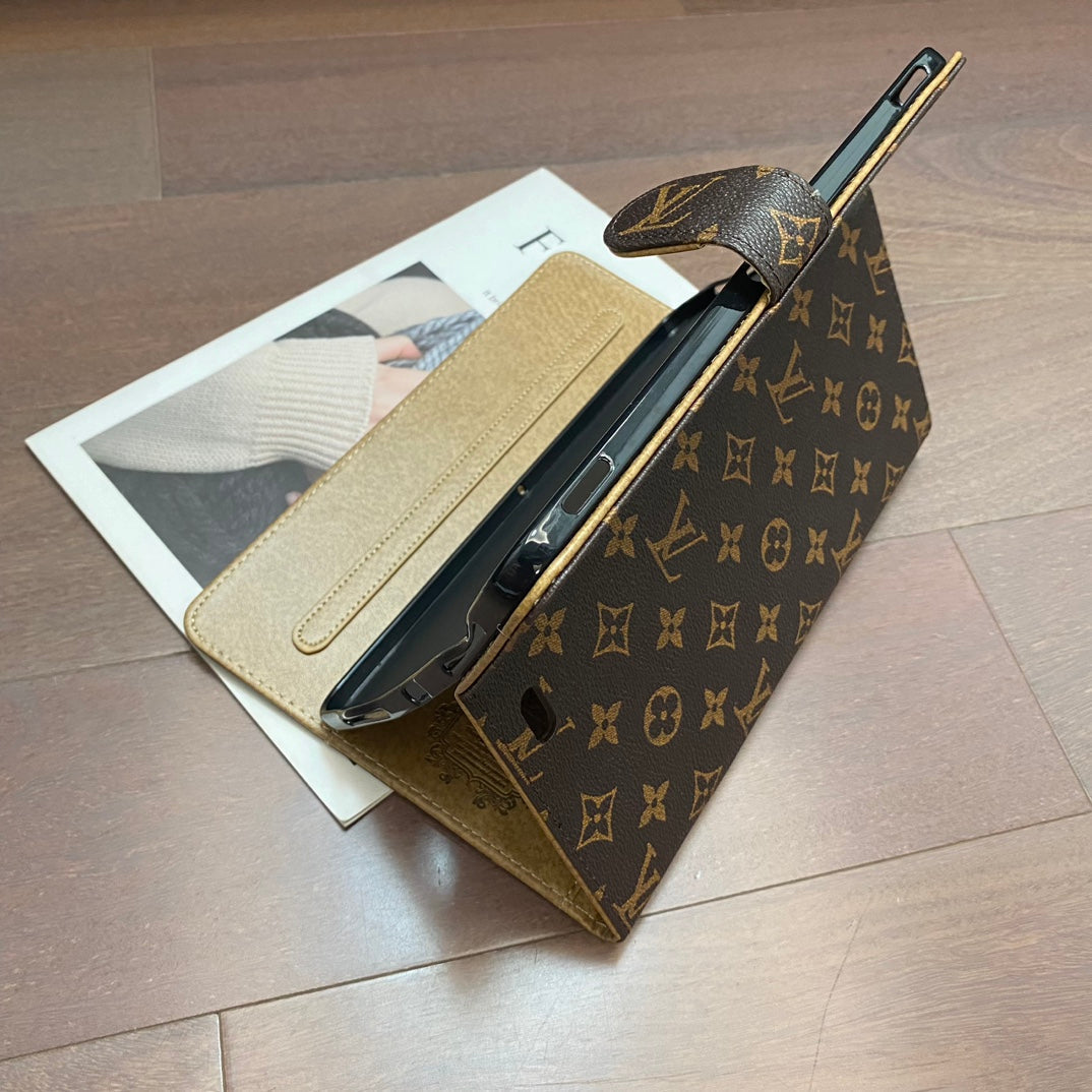Elegant Monogram Canvas Flip Cover for Apple iPad | Luxury-Inspired Protective Case