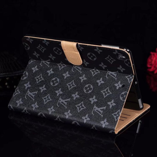 Elegant Monogram Canvas Flip Cover for Apple iPad | Luxury-Inspired Protective Case