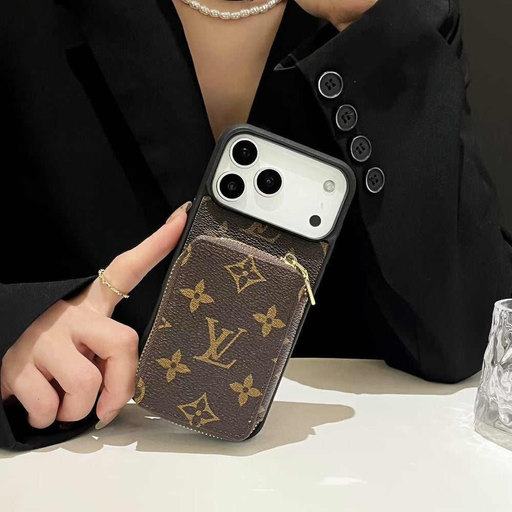 Canvas Crossbody Card Holder Case – Luxury iPhone 17 Pro Designer Cover