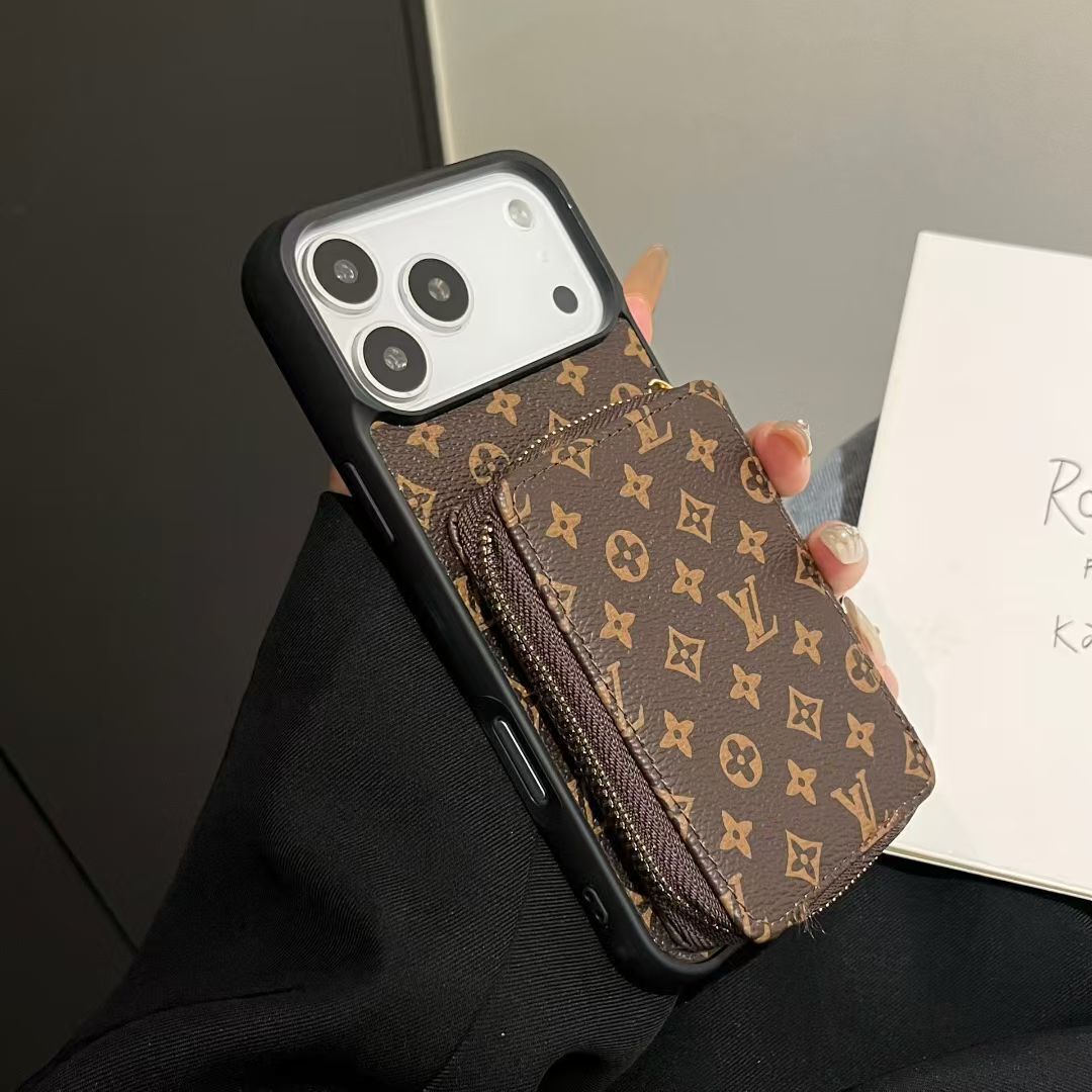 Canvas Crossbody Card Holder Case – Luxury iPhone 17 Pro Designer Cover