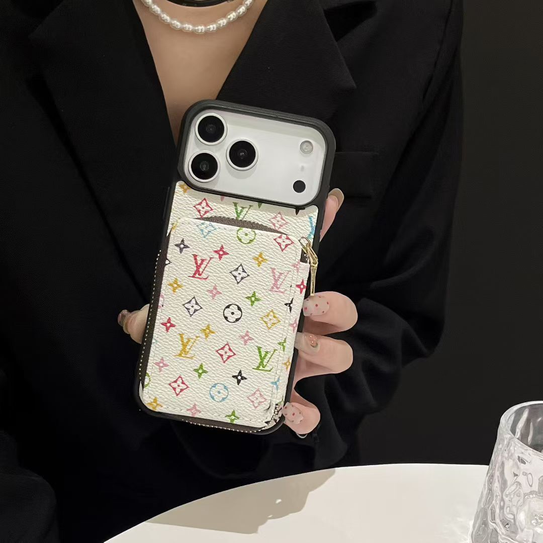 Canvas Crossbody Card Holder Case – Luxury iPhone 17 Pro Designer Cover
