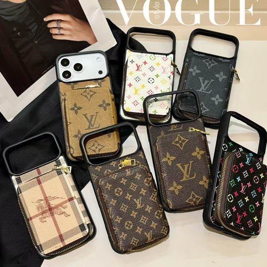Canvas Crossbody Card Holder Case – Luxury iPhone 17 Pro Designer Cover