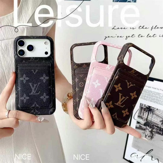 Luxury Card Holder iPhone Case – Designer Crossbody Cover for iPhone 17 Pro Max / 16 / 15 / 14