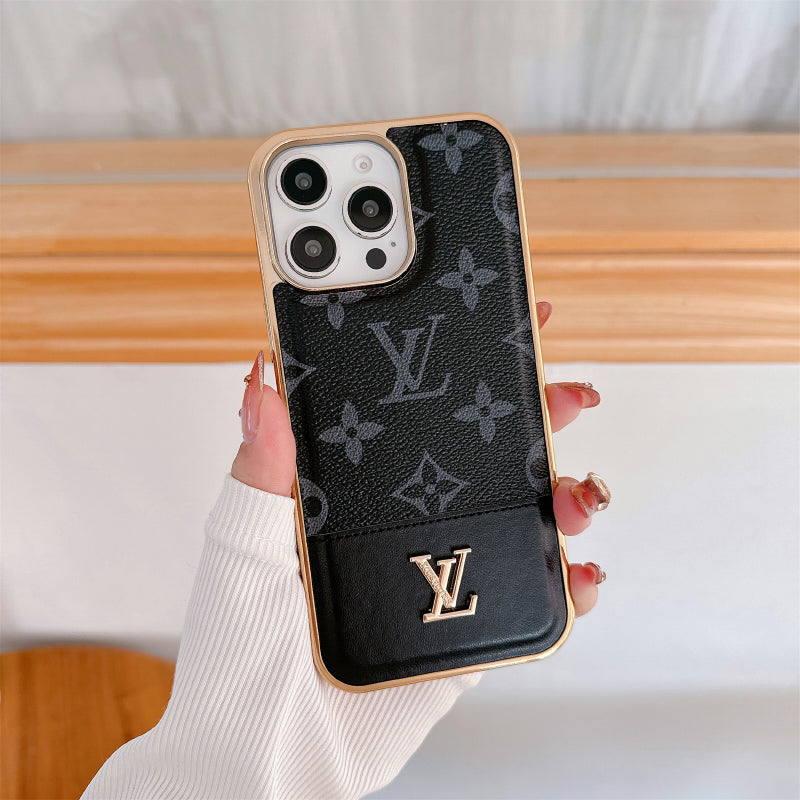 Luxury Monogram iPhone Case – Designer Card Holder Crossbody Cover for iPhone 17 Pro Max / 16 / 15 / 14