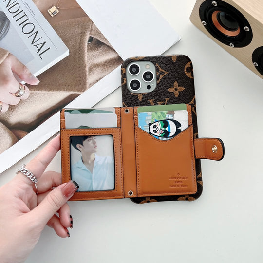 Luxury-Inspired Protective Cover for iPhone 17 Pro Max | Embroidered Wallet Card Holder Phone Case