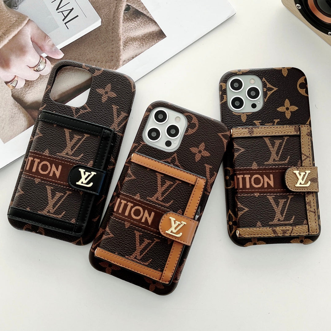 Luxury-Inspired Protective Cover for iPhone 17 Pro Max | Embroidered Wallet Card Holder Phone Case