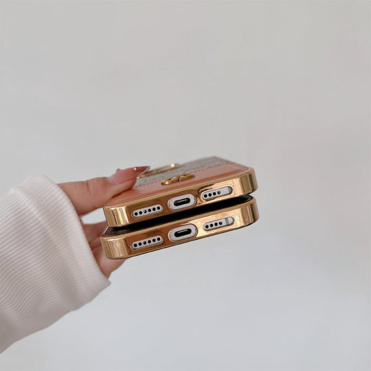Luxury Monogram iPhone Case – Designer Card Holder Crossbody Cover for iPhone 17 Pro Max / 16 / 15 / 14