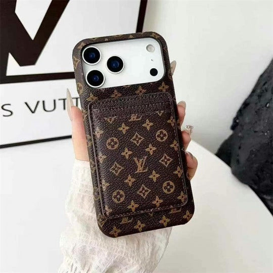 Luxury Card Holder iPhone Case – Designer Crossbody Cover for iPhone 17 Pro Max / 16 / 15 / 14