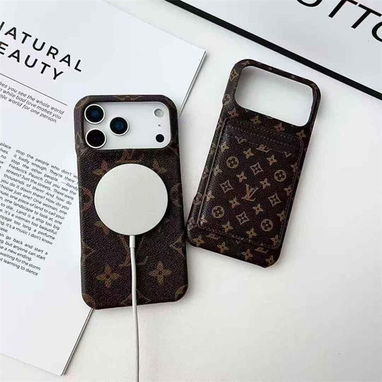 Luxury Card Holder iPhone Case – Designer Crossbody Cover for iPhone 17 Pro Max / 16 / 15 / 14