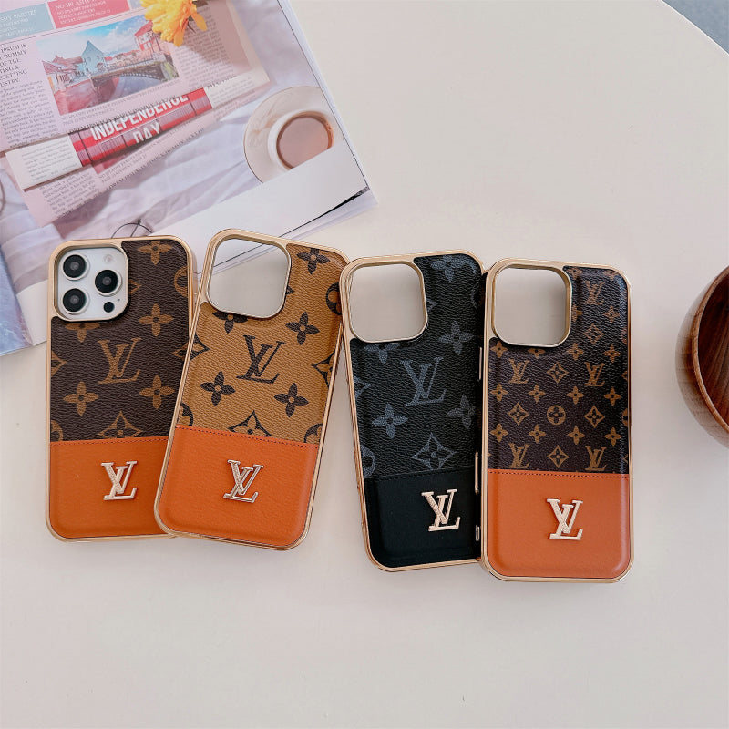 Luxury Monogram iPhone Case – Designer Card Holder Crossbody Cover for iPhone 17 Pro Max / 16 / 15 / 14