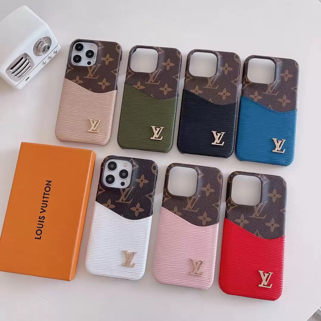 Luxury Card Holder iPhone Case – Designer Crossbody Cover for iPhone 17 Pro Max / 16 / 15 / 14 / 13