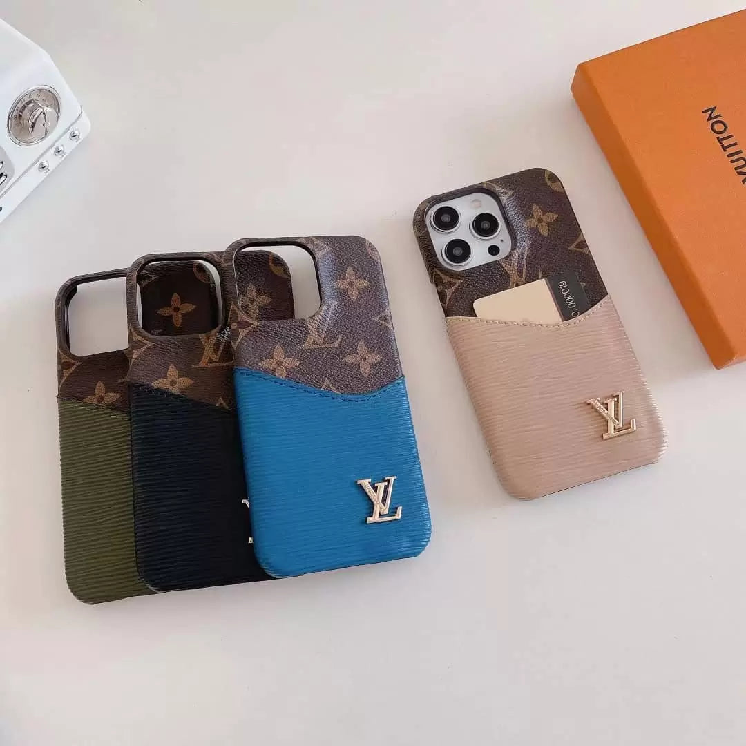 Luxury Card Holder iPhone Case – Designer Crossbody Cover for iPhone 17 Pro Max / 16 / 15 / 14 / 13