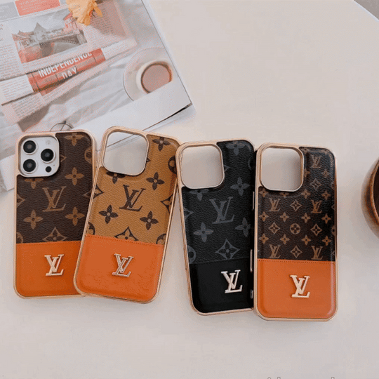 Luxury Monogram iPhone Case – Designer Card Holder Crossbody Cover for iPhone 17 Pro Max / 16 / 15 / 14