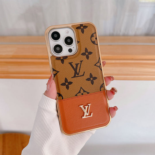 Luxury Monogram iPhone Case – Designer Card Holder Crossbody Cover for iPhone 17 Pro Max / 16 / 15 / 14