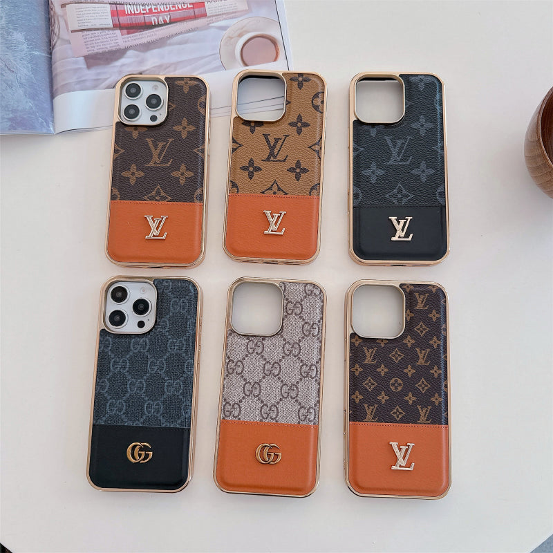 Luxury Monogram iPhone Case – Designer Card Holder Crossbody Cover for iPhone 17 Pro Max / 16 / 15 / 14