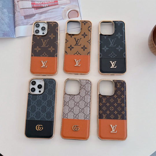 Luxury Monogram iPhone Case – Designer Card Holder Crossbody Cover for iPhone 17 Pro Max / 16 / 15 / 14