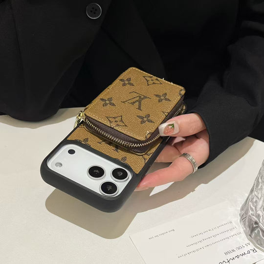 Canvas Crossbody Card Holder Case – Luxury iPhone 17 Pro Designer Cover
