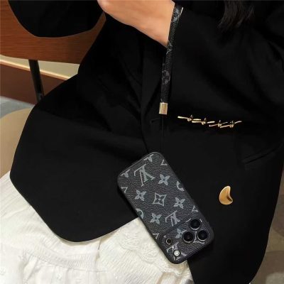 Monogram Phone Case with Strap – Luxury Style for iPhone 17 / 16 / 15 / 14