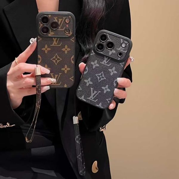 Monogram Phone Case with Strap – Luxury Style for iPhone 17 / 16 / 15 / 14