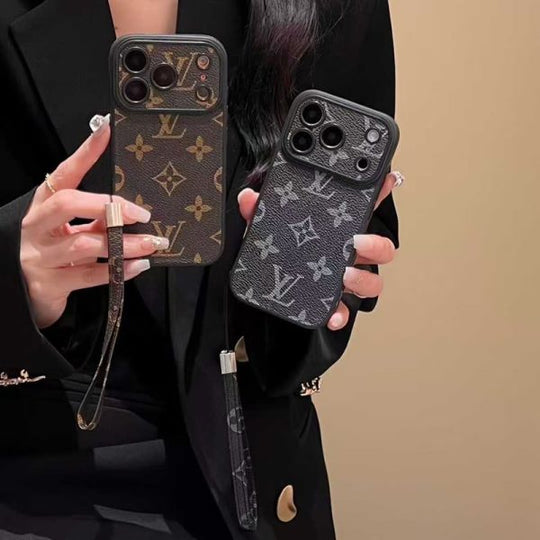 Monogram Phone Case with Strap – Luxury Style for iPhone 17 / 16 / 15 / 14