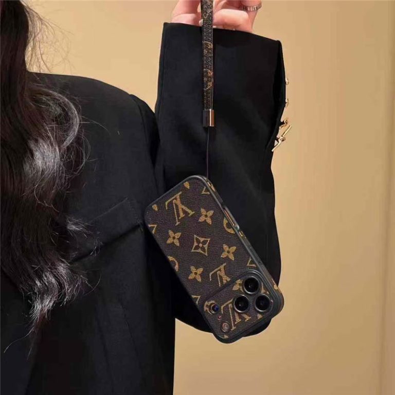 Monogram Phone Case with Strap – Luxury Style for iPhone 17 / 16 / 15 / 14