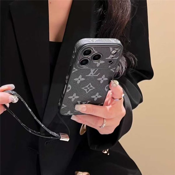 Monogram Phone Case with Strap – Luxury Style for iPhone 17 / 16 / 15 / 14