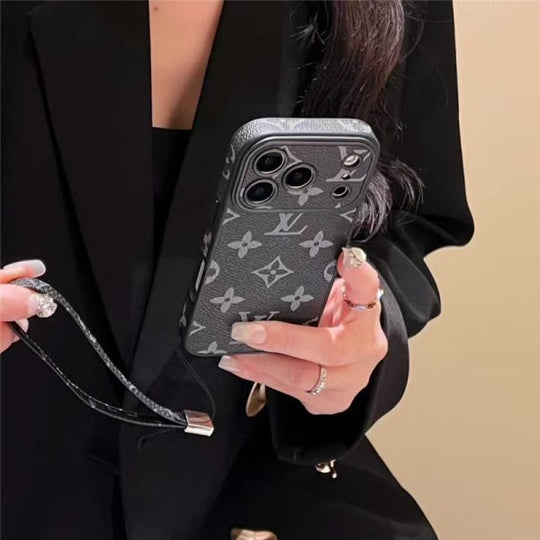 Monogram Phone Case with Strap – Luxury Style for iPhone 17 / 16 / 15 / 14