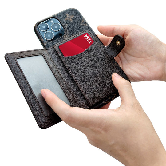 Luxury Signature Card Holder Case for iPhone 17 Pro Max – Designer Phone Cover