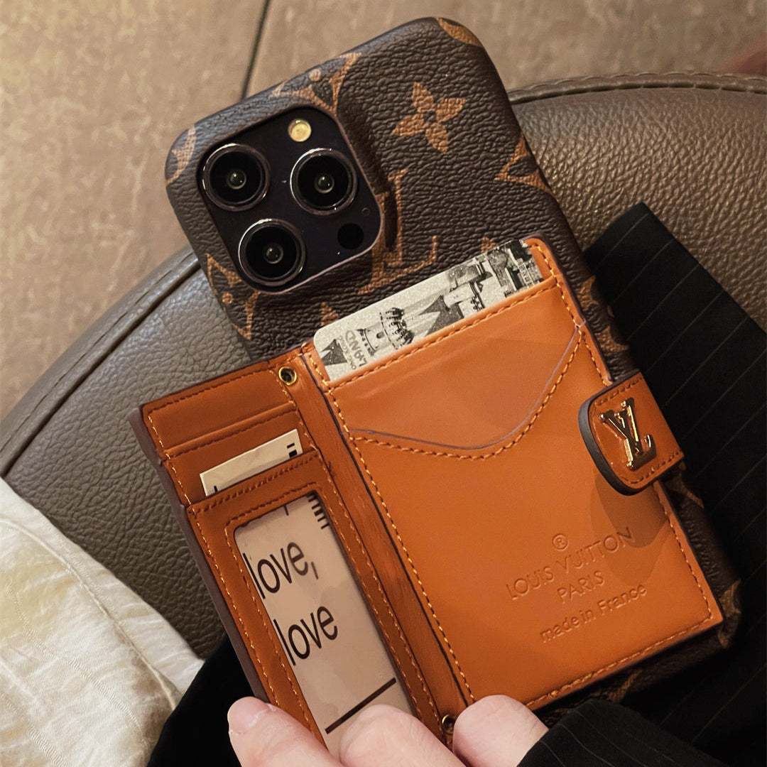 Monogram Canvas Crossbody Wallet Case – Luxury iPhone 17 Pro Max Designer Cover