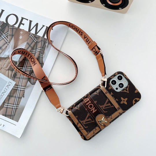 Luxury-Inspired Protective Cover for iPhone 17 Pro Max | Embroidered Wallet Card Holder Phone Case