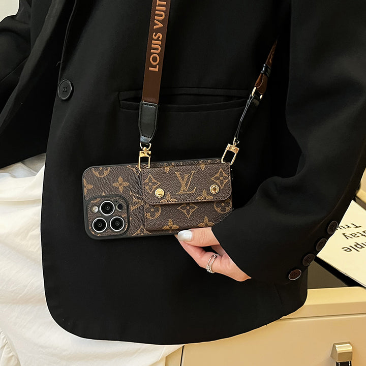 Luxury Card Bag Chain Electroplating iPhone 17 Pro Max Case – Designer Card Holder Crossbody
