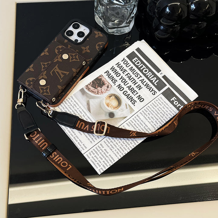 Luxury Card Bag Chain Electroplating iPhone 17 Pro Max Case – Designer Card Holder Crossbody