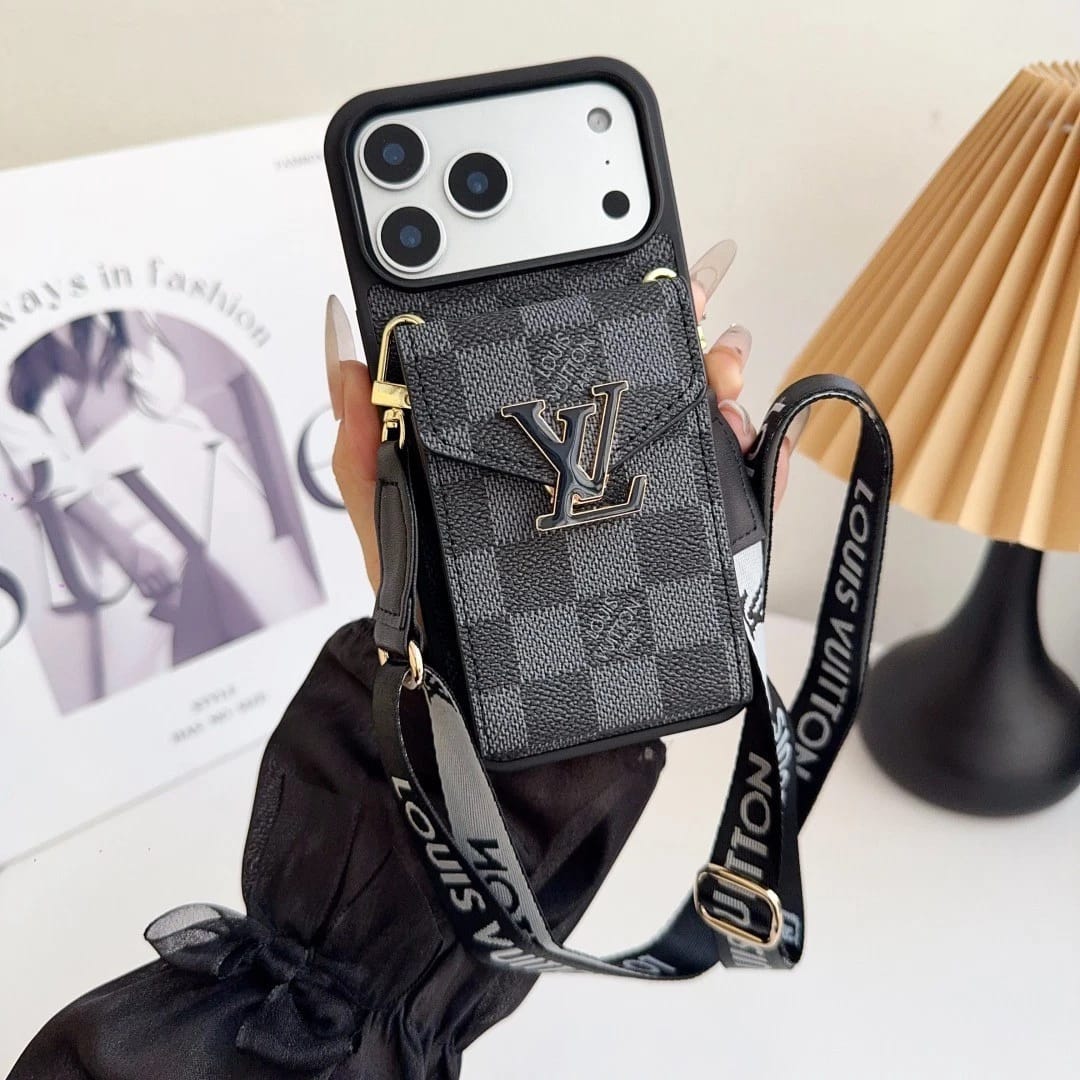 Luxury Wallet Card Holder iPhone 17 Pro Max Case – Designer Crossbody Cover