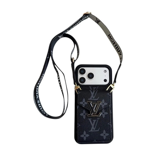 Luxury Wallet Card Holder iPhone 17 Pro Max Case – Designer Crossbody Cover