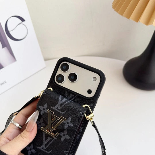 Luxury Wallet Card Holder iPhone 17 Pro Max Case – Designer Crossbody Cover