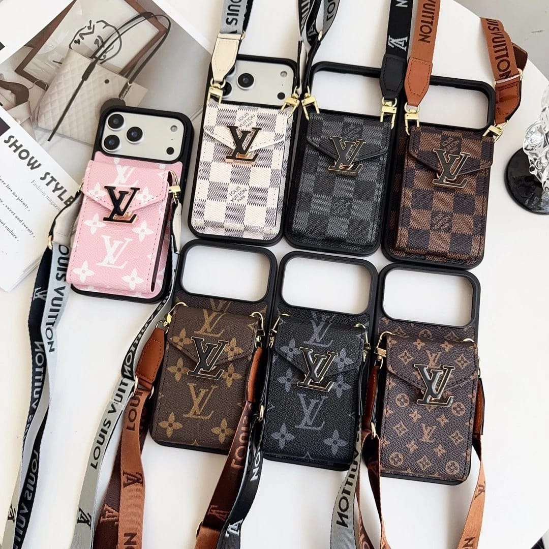 Luxury Wallet Card Holder iPhone 17 Pro Max Case – Designer Crossbody Cover
