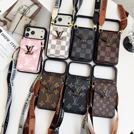 Luxury Wallet Card Holder iPhone 17 Pro Max Case – Designer Crossbody Cover
