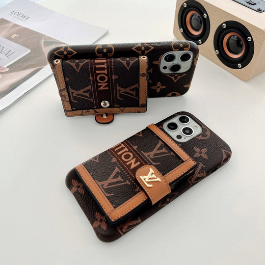 Luxury-Inspired Protective Cover for iPhone 17 Pro Max | Embroidered Wallet Card Holder Phone Case