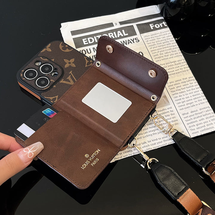 Luxury Card Bag Chain Electroplating iPhone 17 Pro Max Case – Designer Card Holder Crossbody