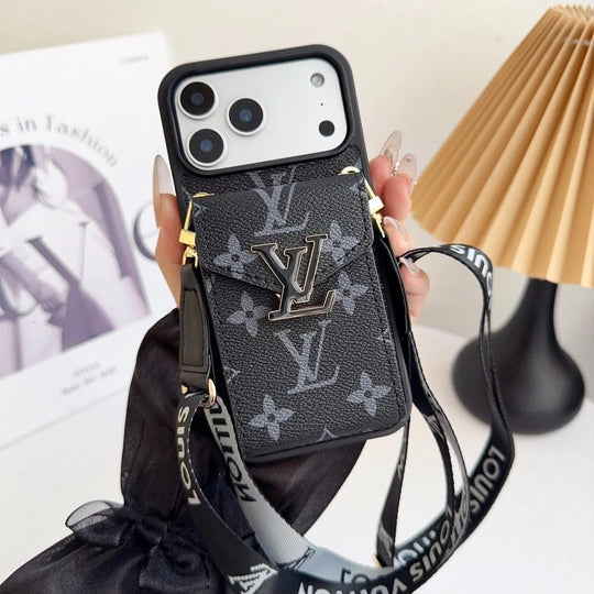 Luxury Wallet Card Holder iPhone 17 Pro Max Case – Designer Crossbody Cover